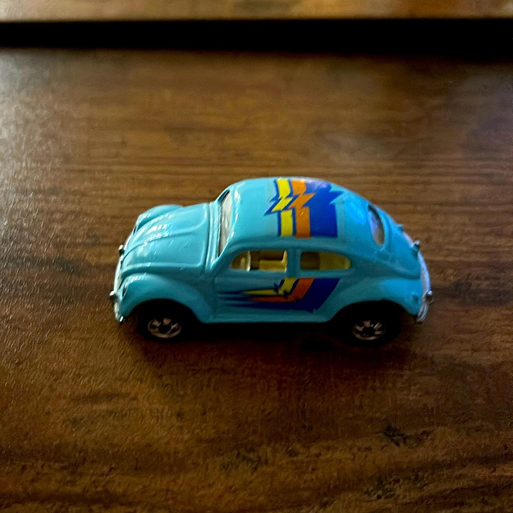 1988 rare VW Bug / light blue with orange , yellow and dark blue